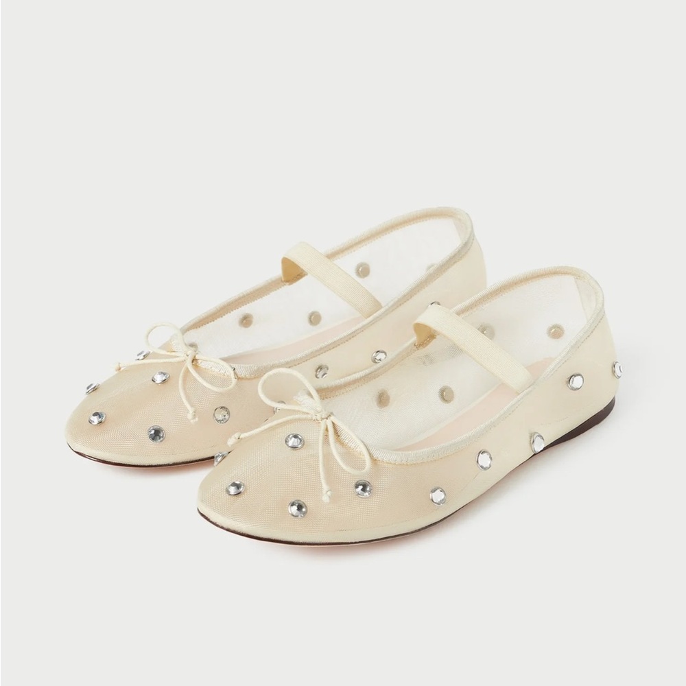 Loeffler Randall Leonie Cream / Crystal Ballet Flat size 7